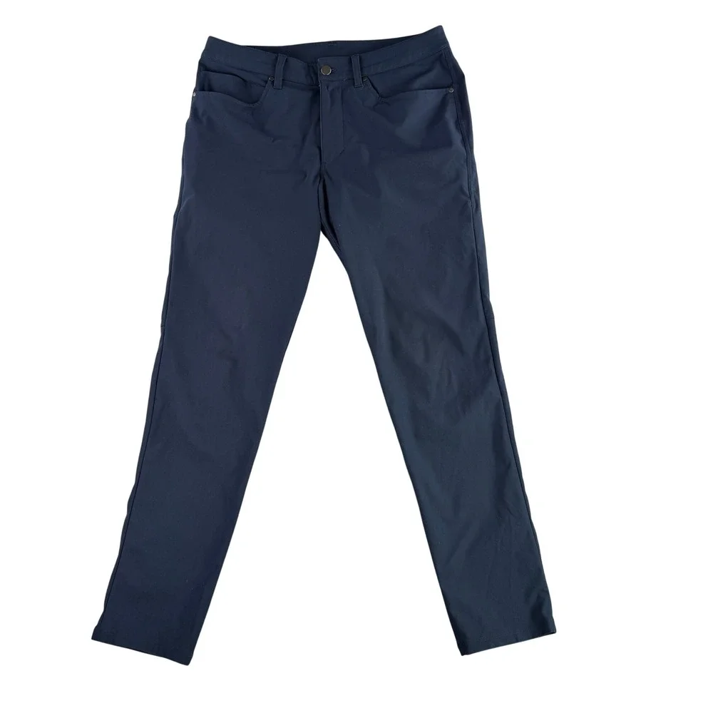 Lululemon ABC‎ Pant Slim Mens 32 Navy Blue Warpstreme Performance LM5AD9S